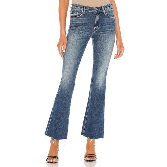 MOTHER Size 26 The Weekend Fray Hem Flare Jeans in Groovin Wash Women's - Picture 15 of 15